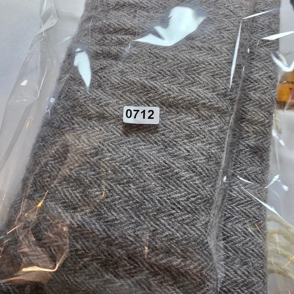 McNutt of Donegal Grey Herringbone Lambswool Scarf Made in Ireland Fringe 72x10